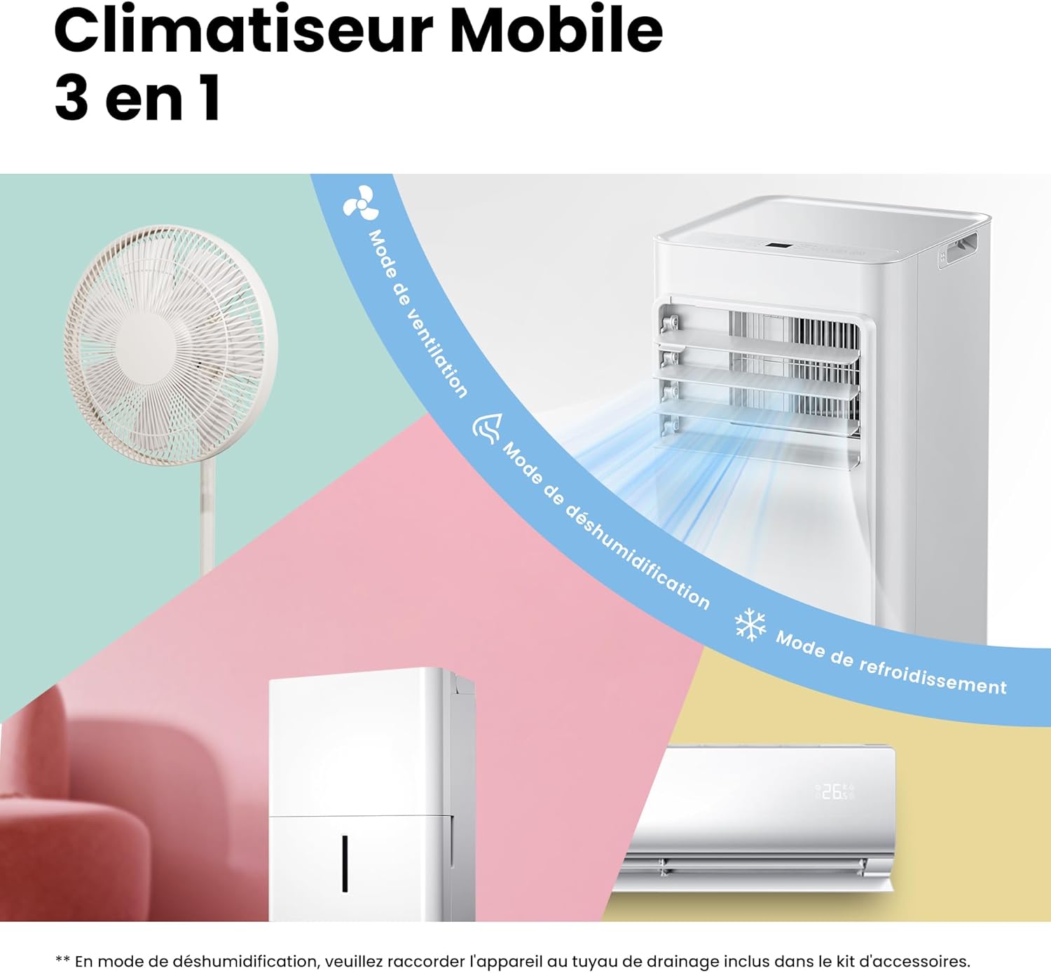 Comfee Breezy Cool 2.6 Portable Air Conditioner 9000 BTU WLAN App R290 White
