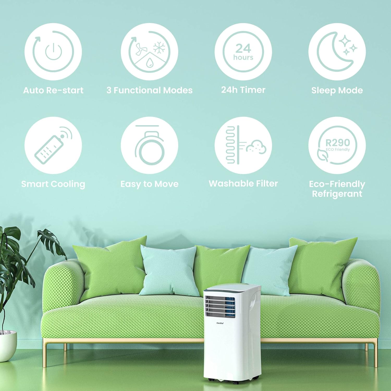 Comfee MPPH-09CRN7 Portable Air Conditioner 9000 BTU 2.6 kW Follow Me R290 Class A up to 33m²